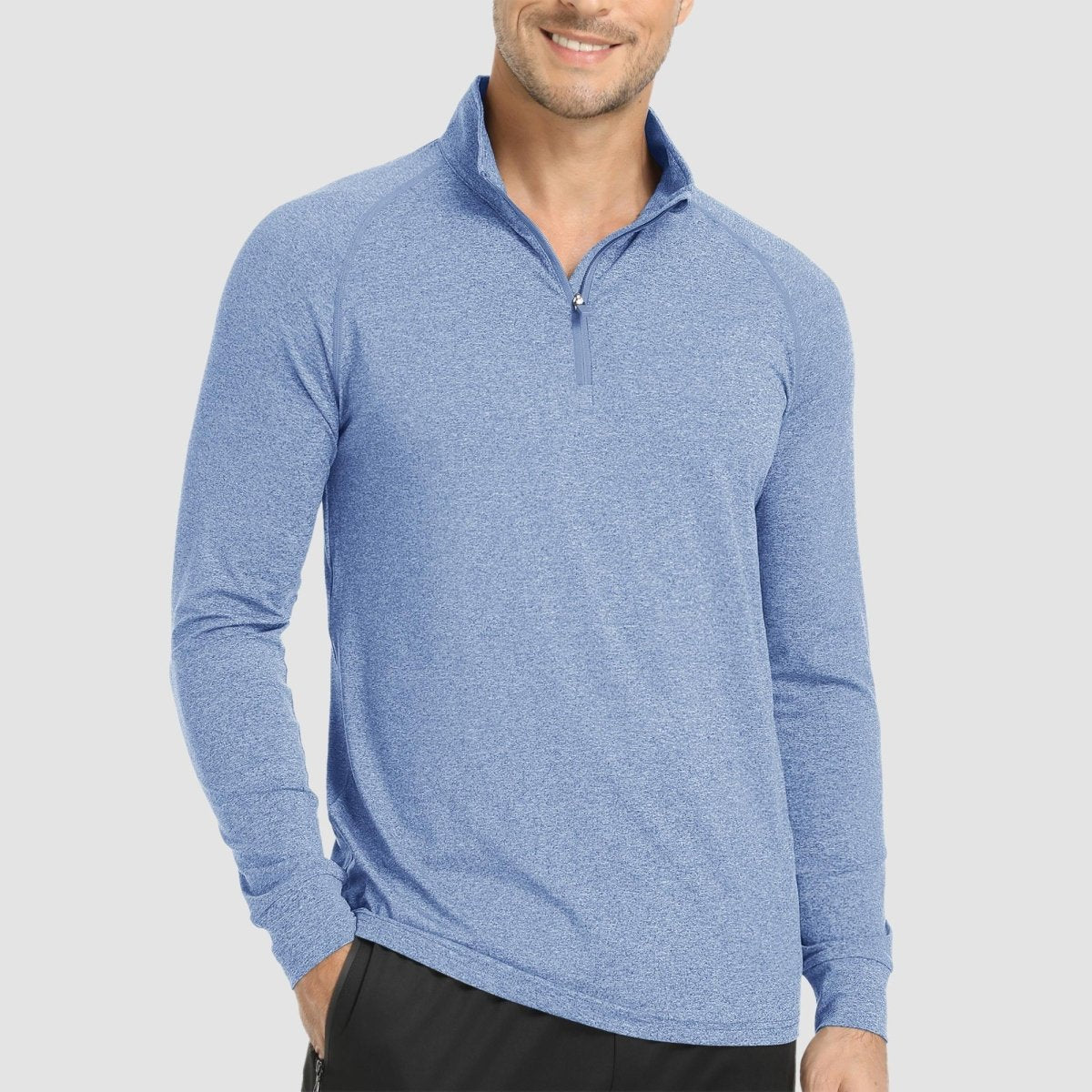 TACVASEN Light blue UPF 50+ Sun Protection Quarter Zip Long Sleeve Shirt