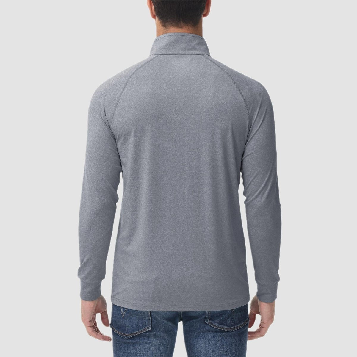 TACVASEN Light gray UPF 50+ Sun Protection Quarter Zip Long Sleeve Shirt