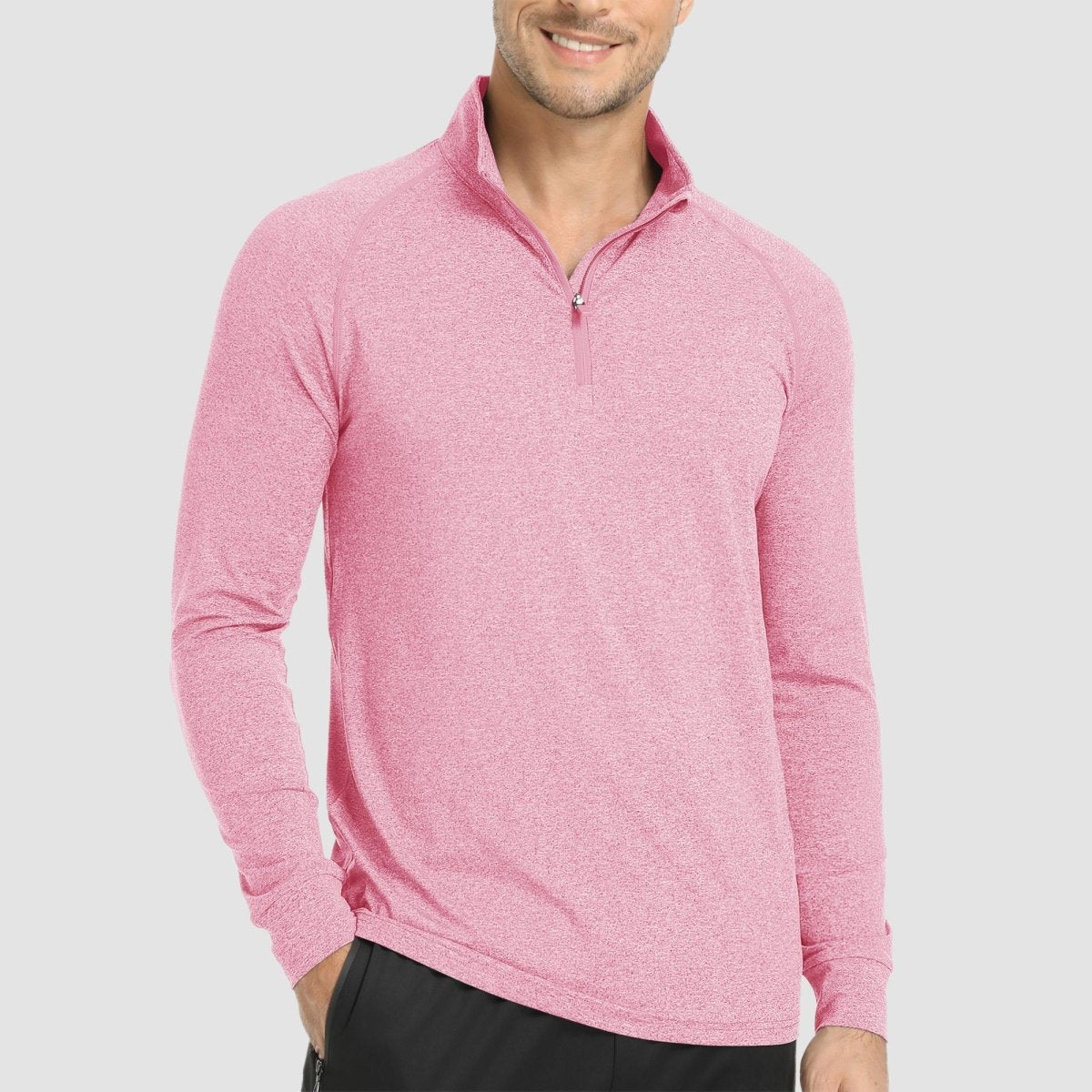 TACVASEN Pink UPF 50+ Sun Protection Quarter Zip Long Sleeve Shirt