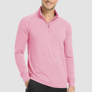 TACVASEN Pink UPF 50+ Sun Protection Quarter Zip Long Sleeve Shirt