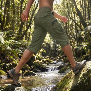 TACVASEN Army Green Utility Cargo Shorts 3/4 Length Capri Pants