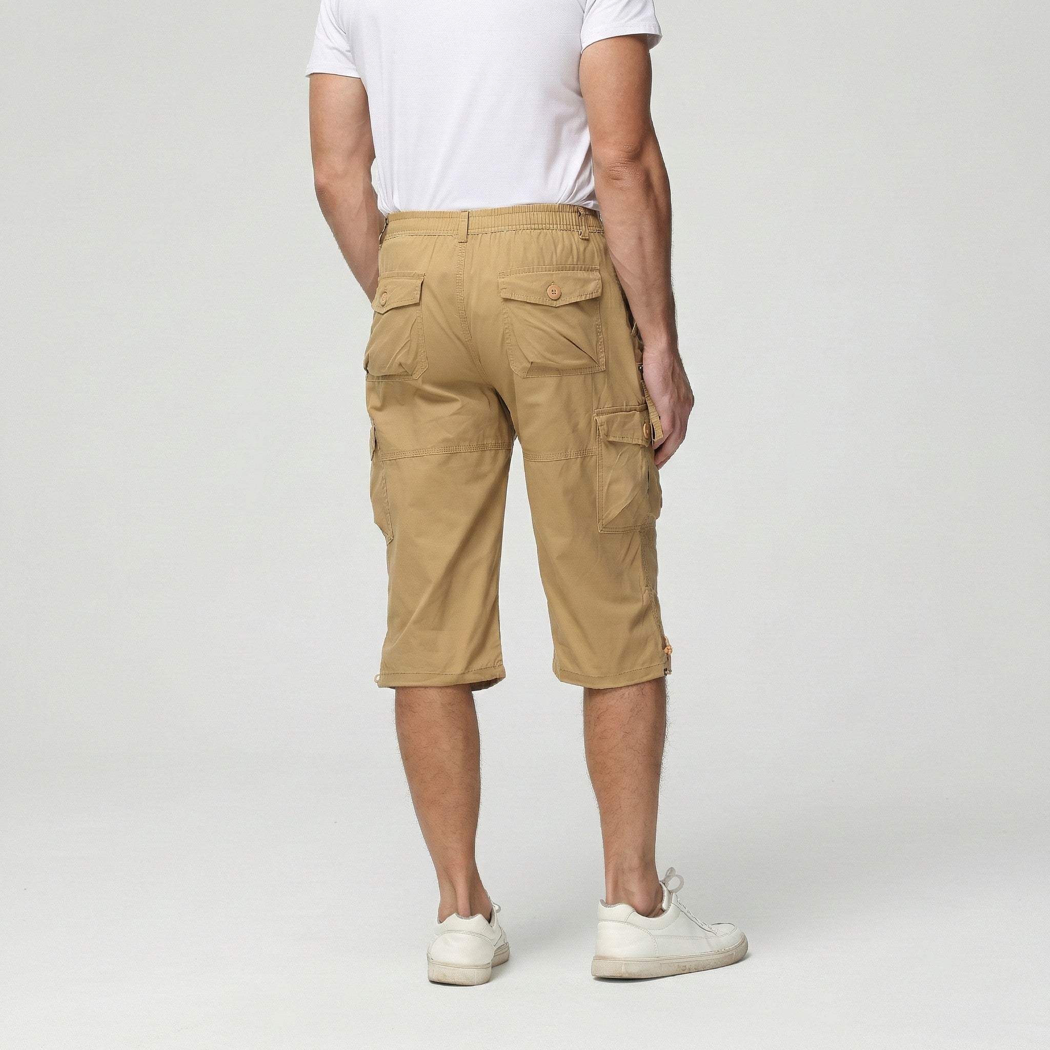 TACVASEN Khaki Utility Cargo Shorts 3/4 Length Cotton Pants