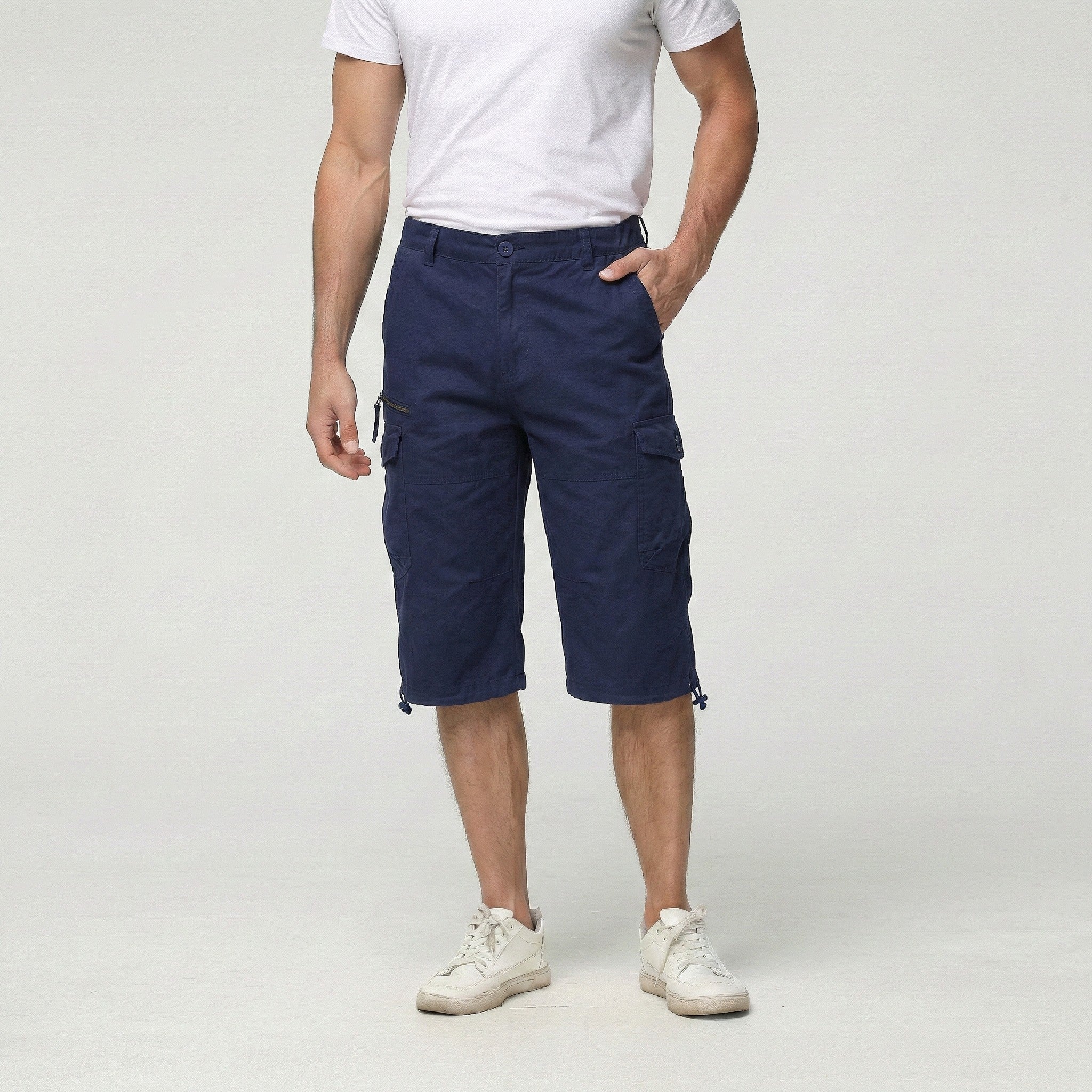 TACVASEN Navy Utility Cargo Shorts 3/4 Length Cotton Pants