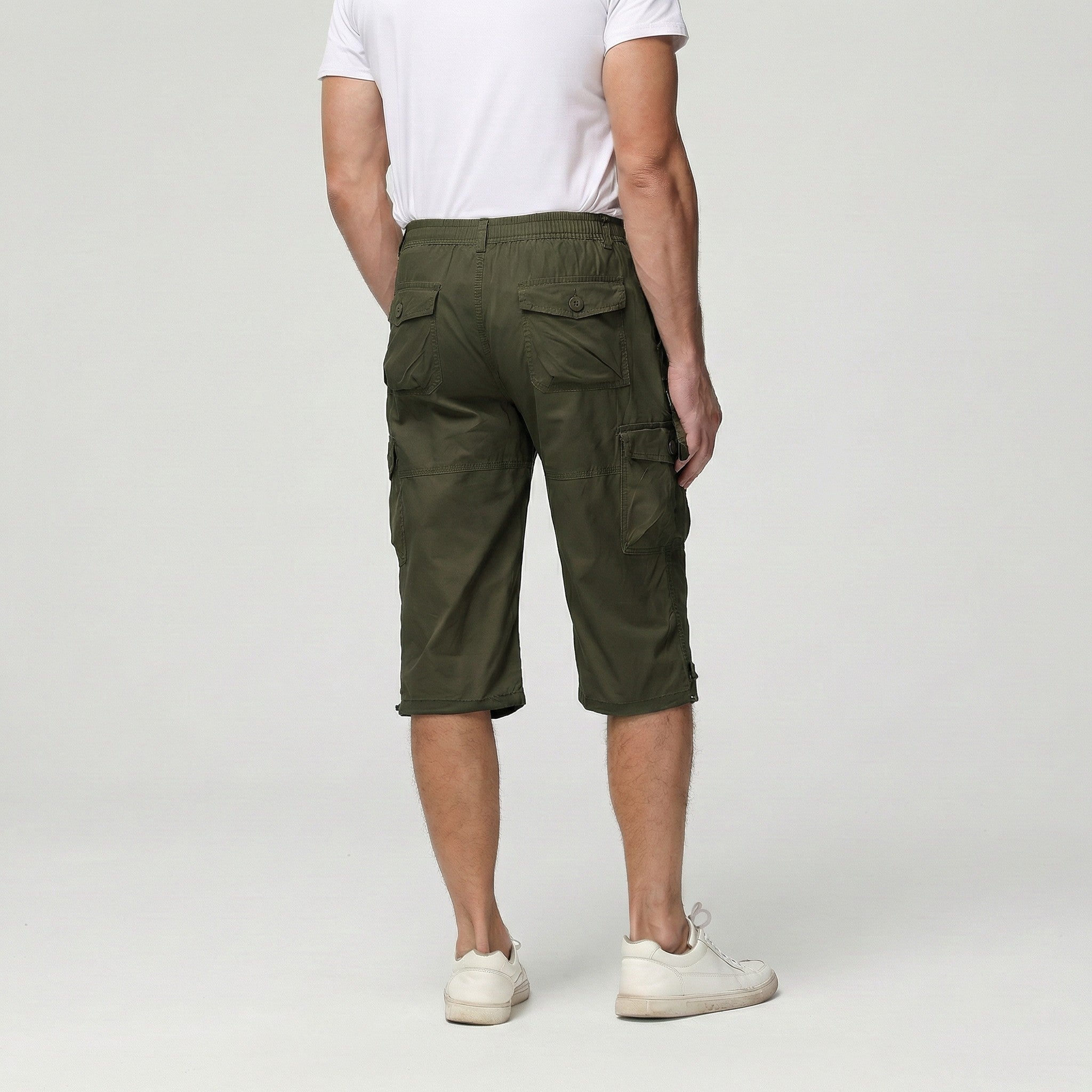 TACVASEN Dark Grey Utility Cargo Shorts 3/4 Length Cotton Pants