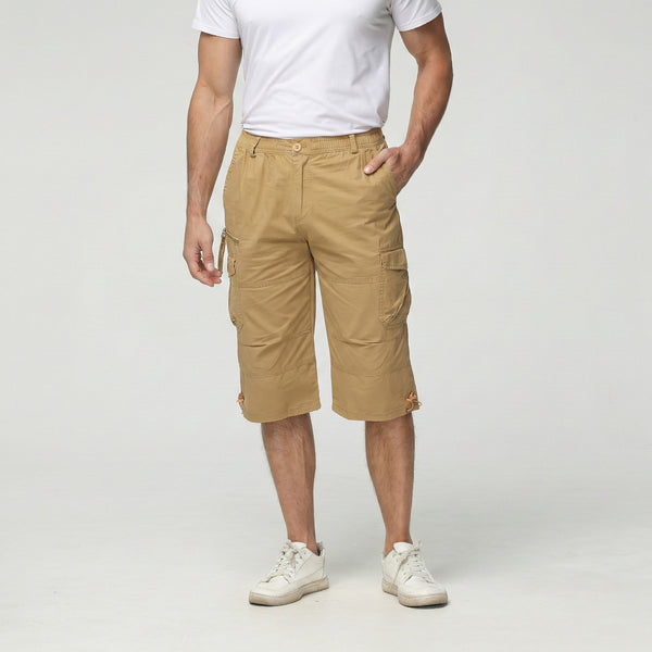 TACVASEN Khaki Utility Cargo Shorts 3/4 Length Cotton Pants