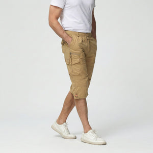 TACVASEN Khaki Utility Cargo Shorts 3/4 Length Cotton Pants