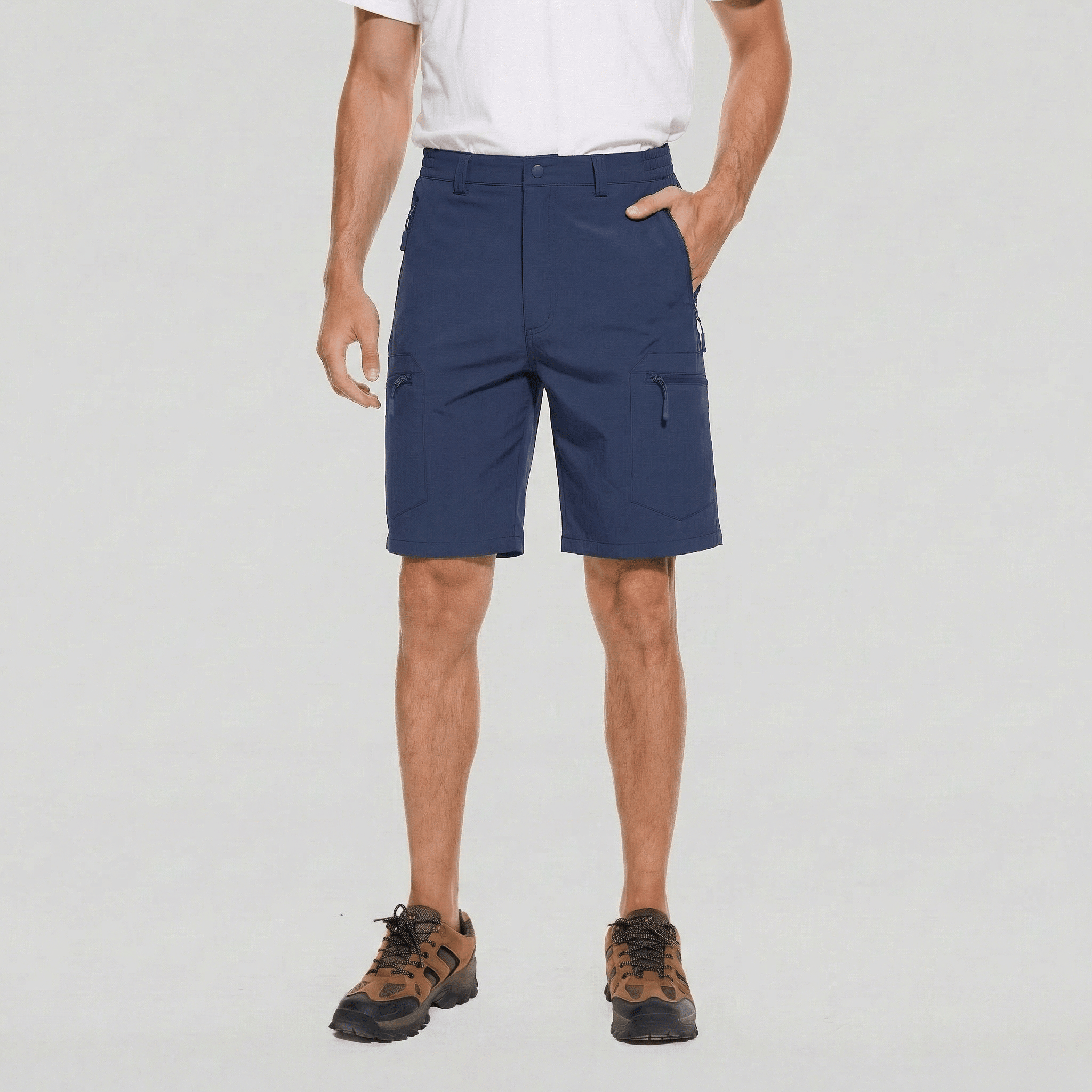 TACVASEN Navy Utility Cargo Shorts 5 Zip Pockets