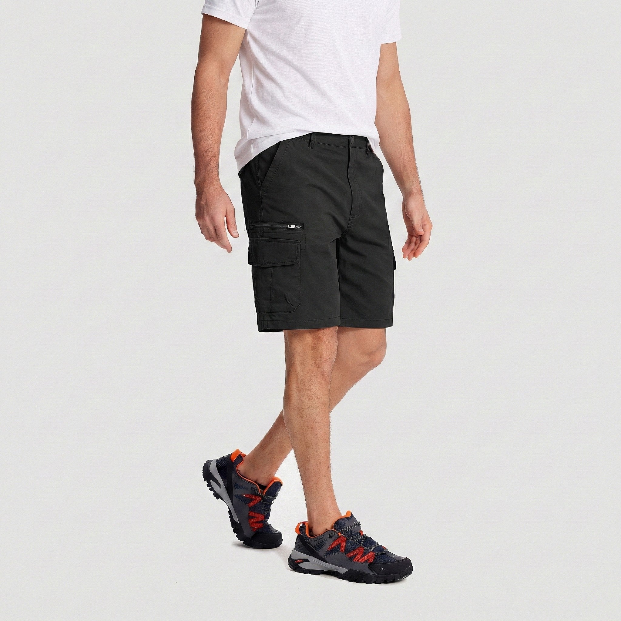 TACVASEN Black Utility Cargo Shorts Cotton Blend