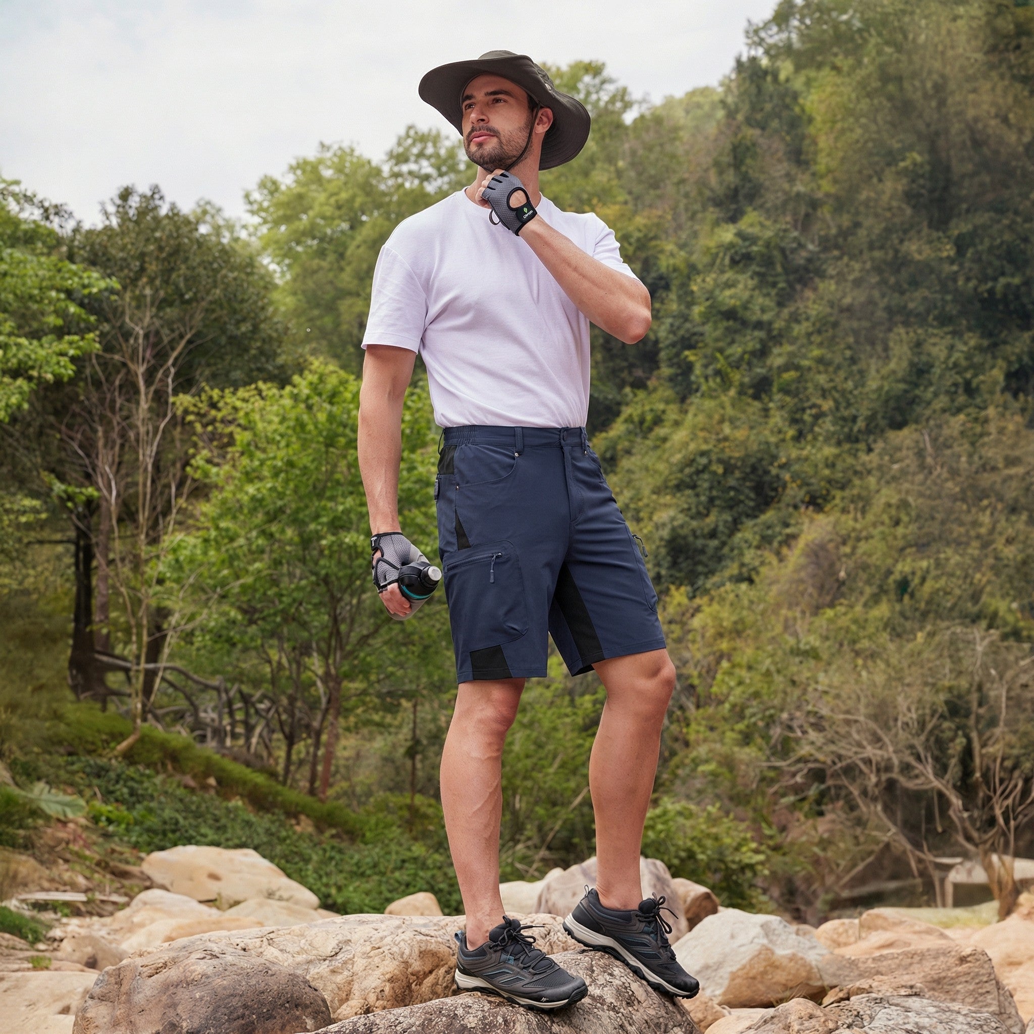 TACVASEN Navy Mens Utility Cargo Shorts Outdoor Hiking Shorts