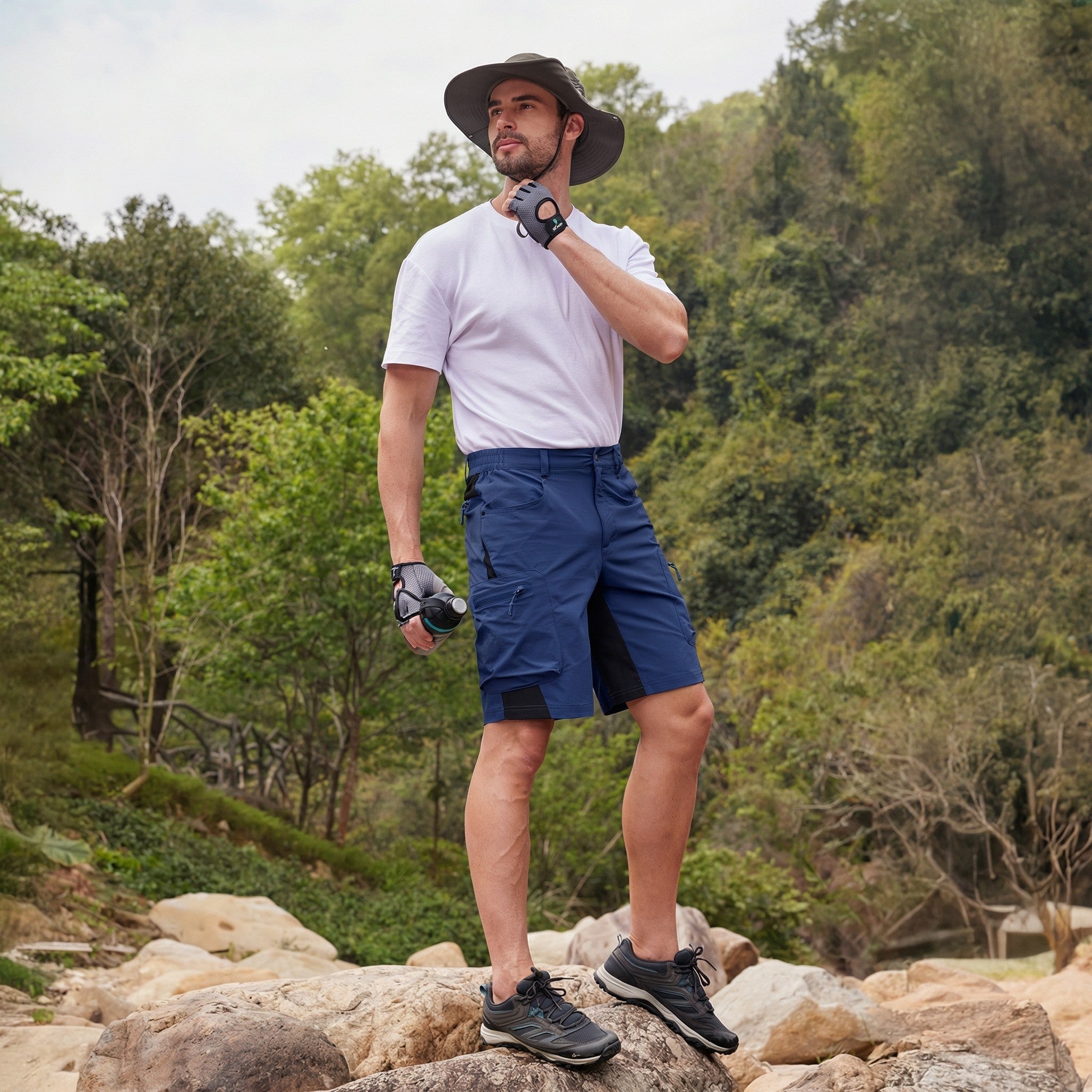 TACVASEN Royal Blue Mens Utility Cargo Shorts Outdoor Hiking Shorts