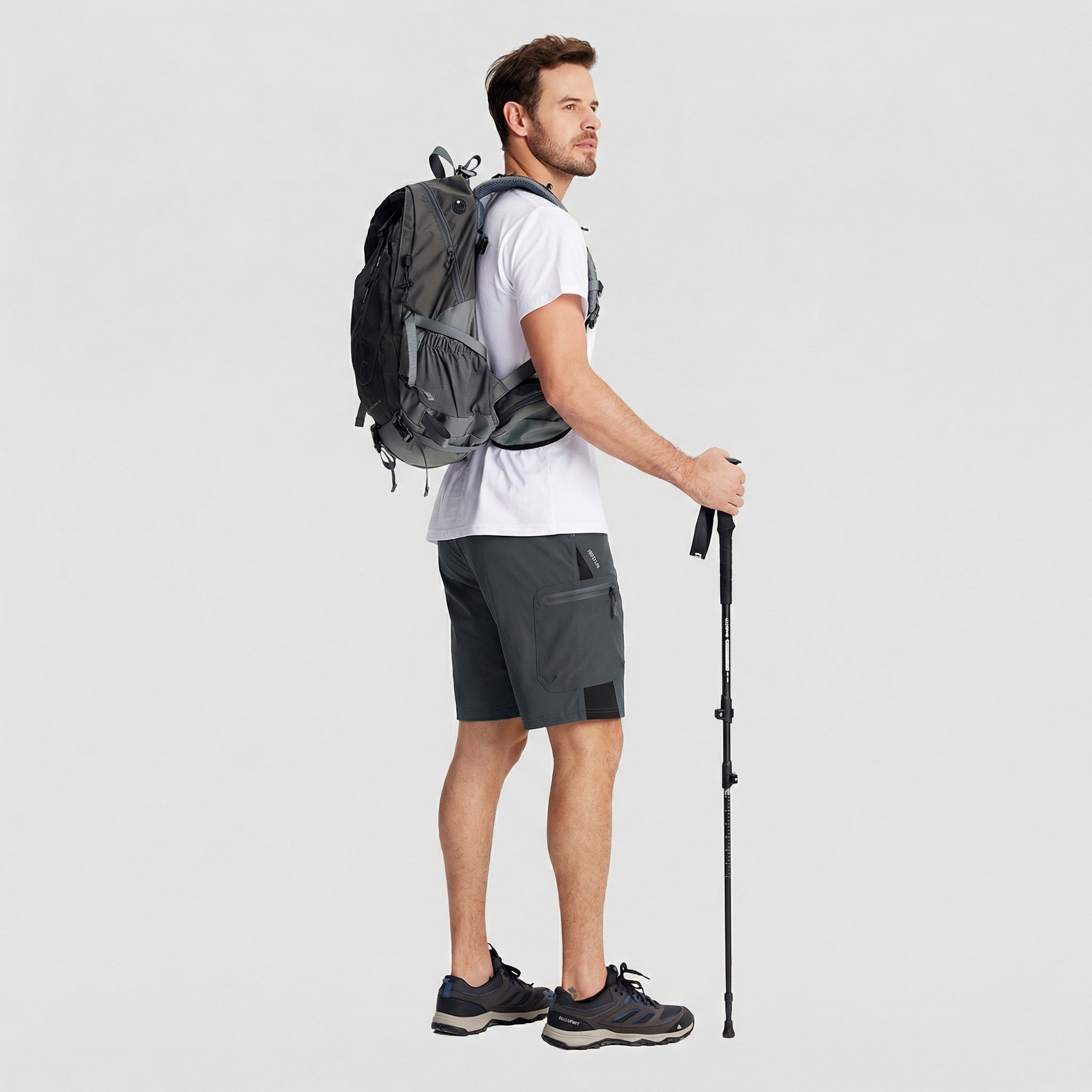 TACVASEN Dark Grey Mens Utility Cargo Shorts Outdoor Hiking Shorts