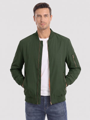 TACVASEN Army Green Vintage Bomber Jacket Padded Lined Coat