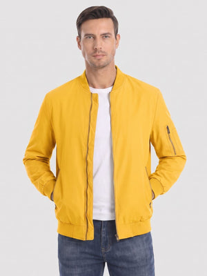 TACVASEN Yellow Vintage Bomber Jacket Padded Lined Coat