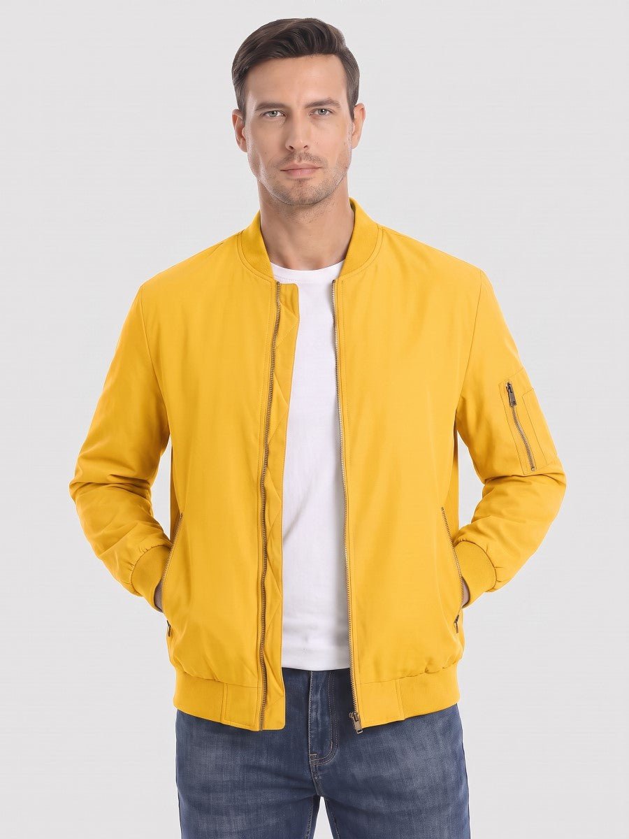TACVASEN Yellow Vintage Bomber Jacket Padded Lined Coat
