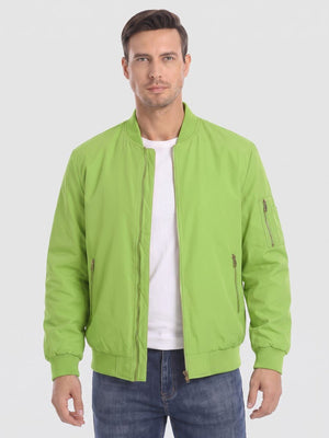 TACVASEN Olive Green Vintage Bomber Jacket Padded Lined Coat
