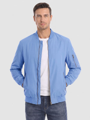 TACVASEN Light Blue Vintage Bomber Jacket Padded Lined Coat