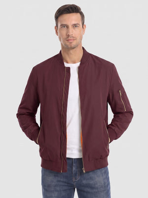TACVASEN Wine Red Vintage Bomber Jacket Padded Lined Coat