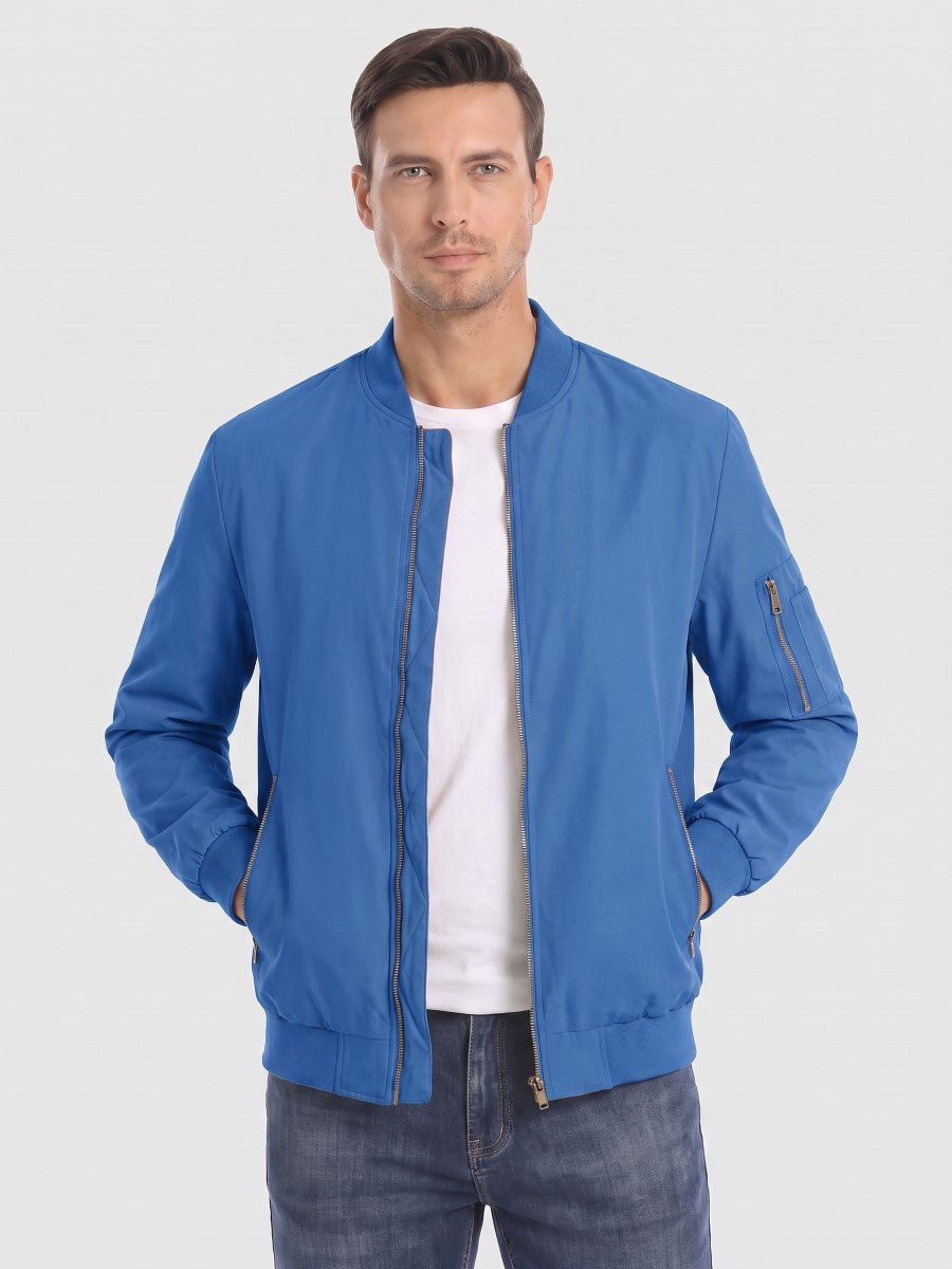 TACVASEN Sapphire Blue Vintage Bomber Jacket Padded Lined Coat
