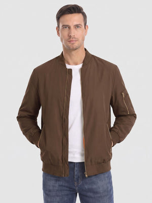 TACVASEN Coffee Vintage Bomber Jacket Padded Lined Coat
