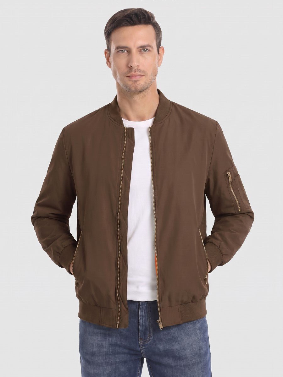 TACVASEN Coffee Vintage Bomber Jacket Padded Lined Coat