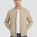 TACVASEN Khaki Vintage Bomber Jacket Padded Lined Coat
