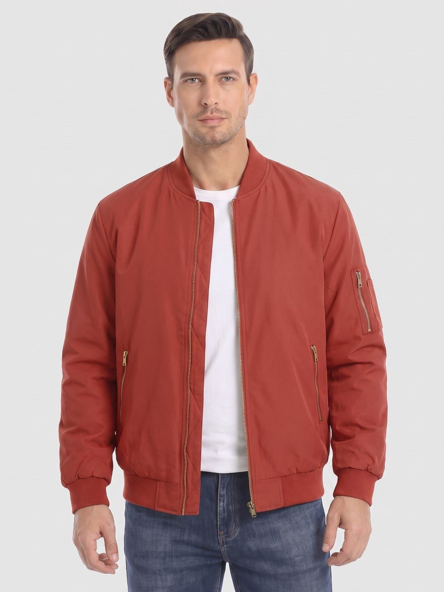 TACVASEN Orange Red Vintage Bomber Jacket Padded Lined Coat