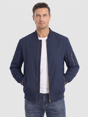 TACVASEN Navy Vintage Bomber Jacket Padded Lined Coat