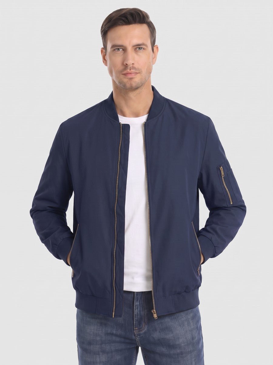 TACVASEN Navy Vintage Bomber Jacket Padded Lined Coat