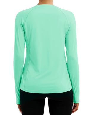 TACVASEN Mint Green Women Long Sleeve Athletic Yoga UPF 50+ Tops