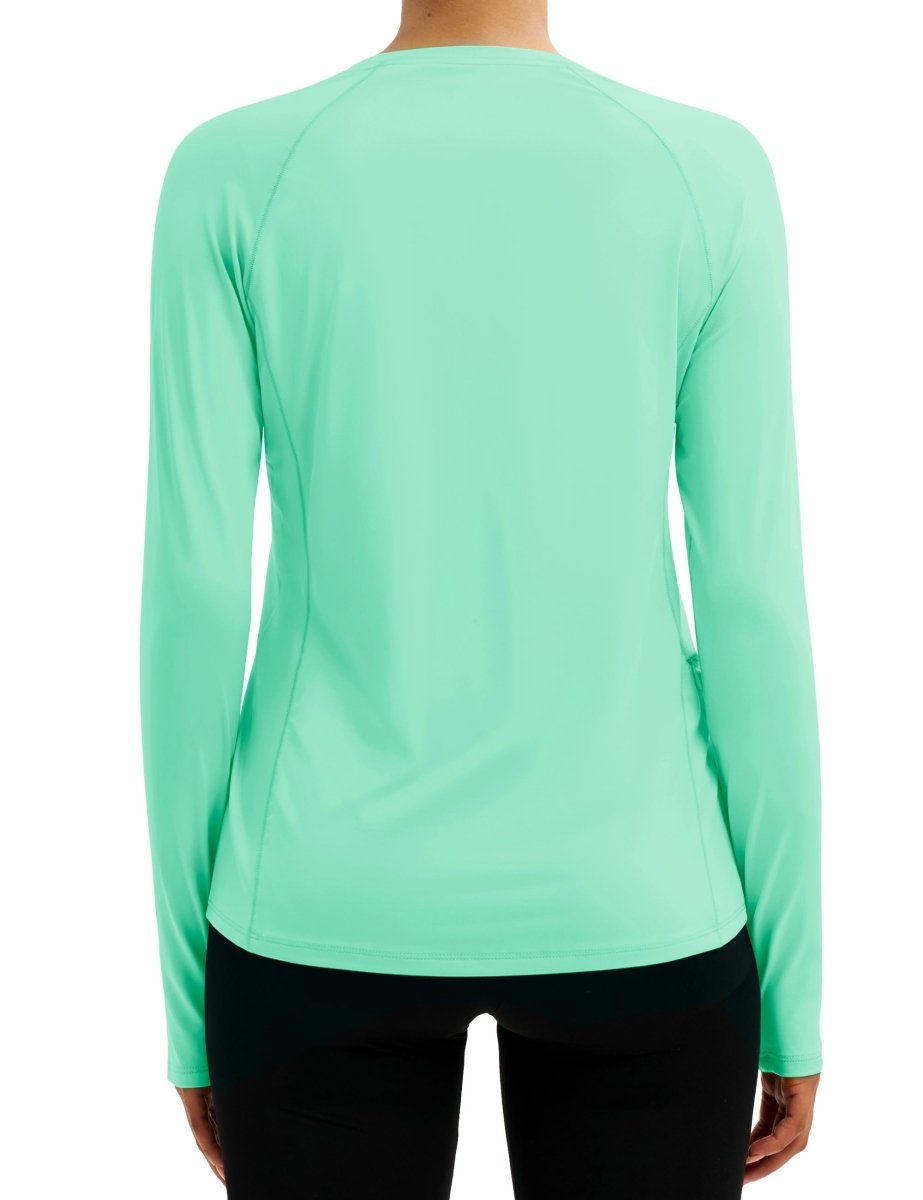 TACVASEN Mint Green Women Long Sleeve Athletic Yoga UPF 50+ Tops