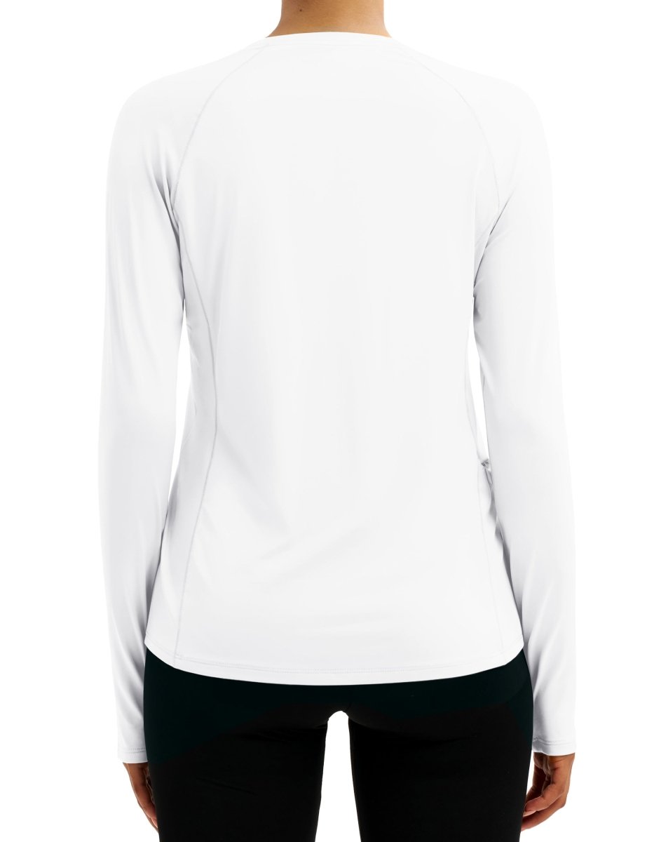 TACVASEN White Women Long Sleeve Athletic Yoga UPF 50+ Tops