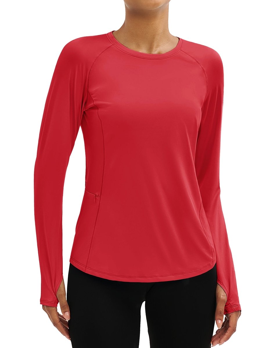 TACVASEN Tomato Women Long Sleeve Athletic Yoga UPF 50+ Tops