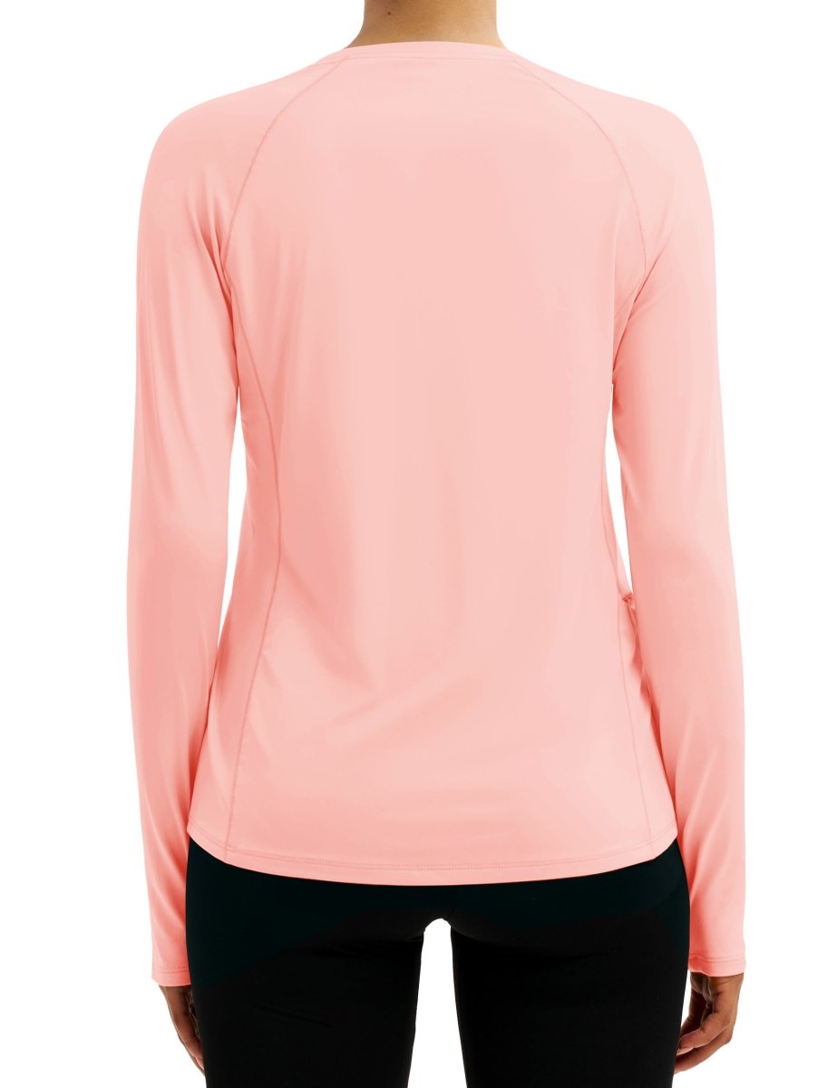 TACVASEN Light Pink Women Long Sleeve Athletic Yoga UPF 50+ Tops