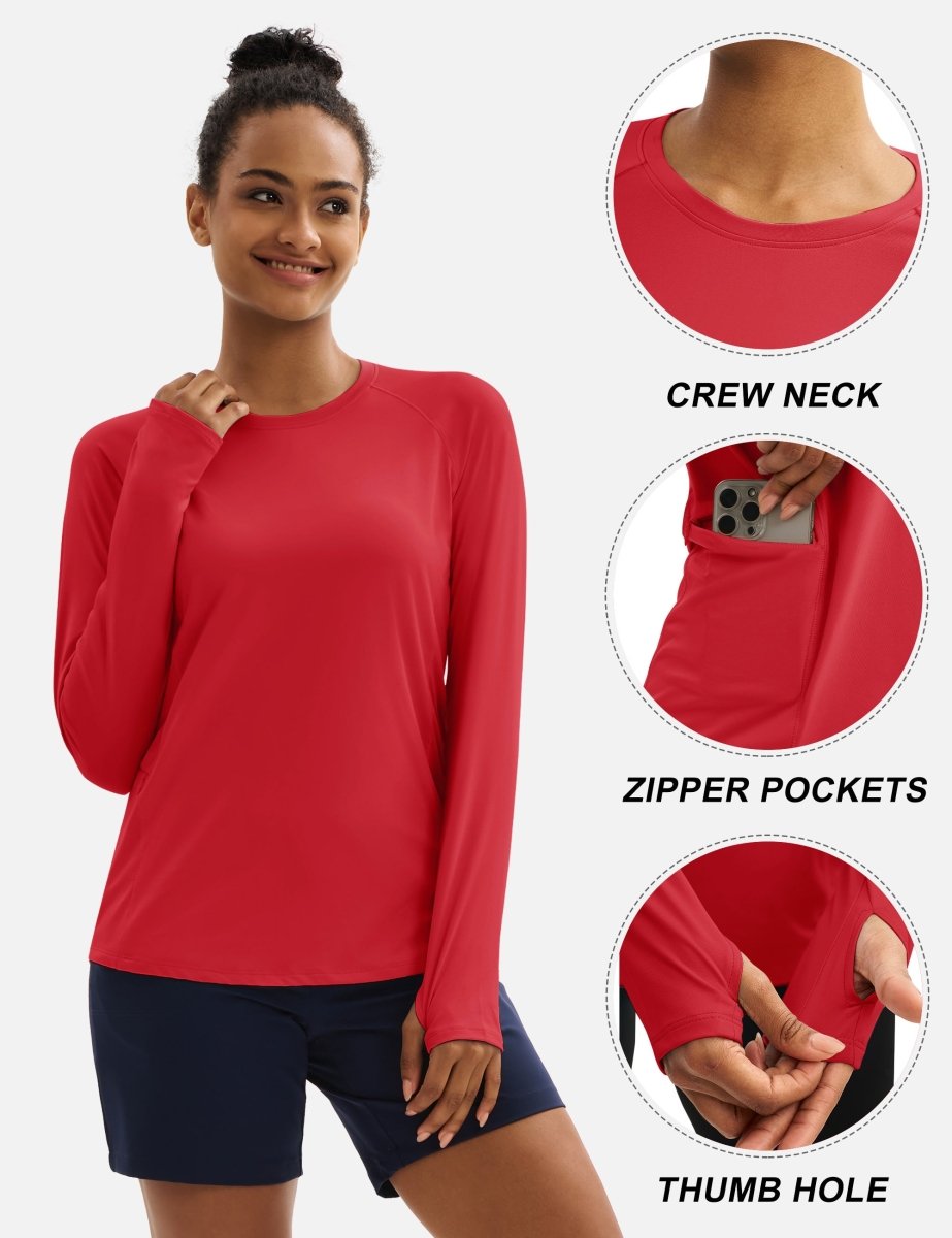 TACVASEN Tomato Women Long Sleeve Athletic Yoga UPF 50+ Tops