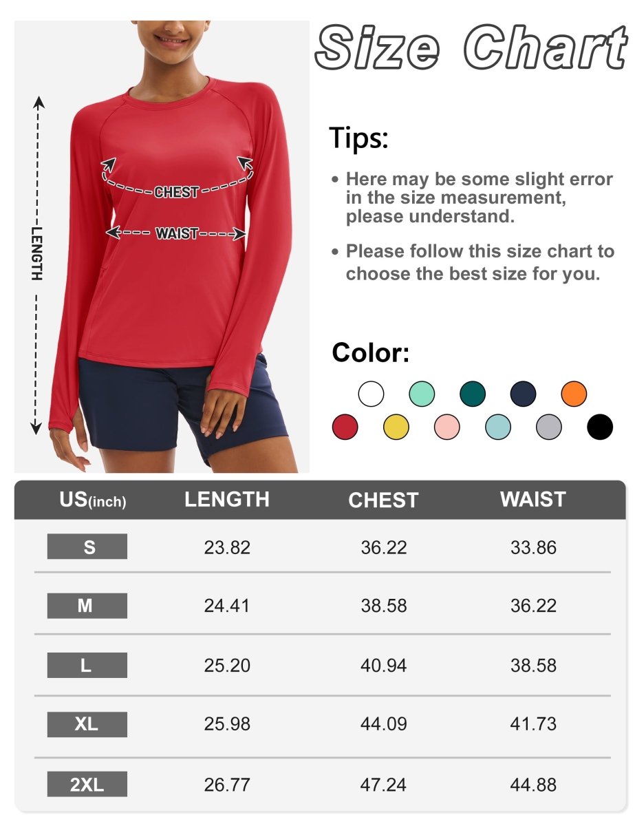 TACVASEN Tomato Women Long Sleeve Athletic Yoga UPF 50+ Tops
