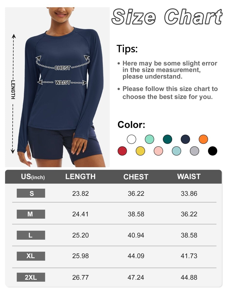 TACVASEN Navy Women Long Sleeve Athletic Yoga UPF 50+ Tops