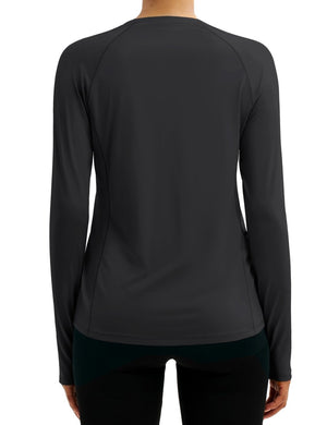 TACVASEN Black Women Long Sleeve Athletic Yoga UPF 50+ Tops