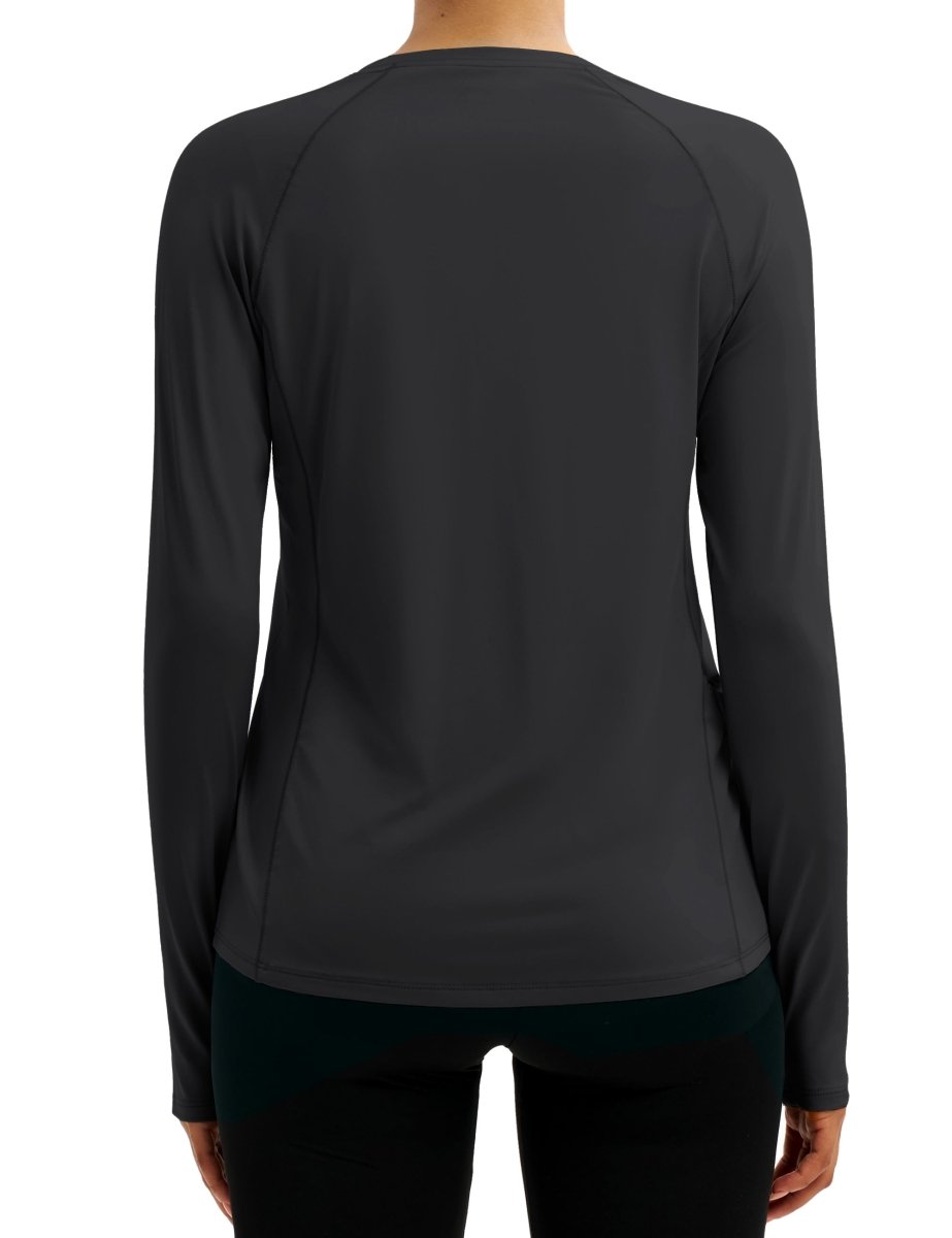 TACVASEN Black Women Long Sleeve Athletic Yoga UPF 50+ Tops