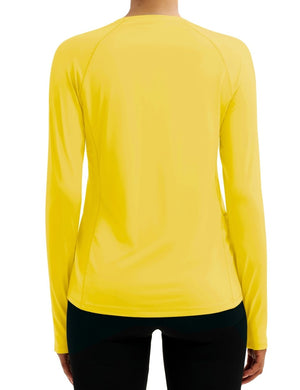 TACVASEN Bright Yellow Women Long Sleeve Athletic Yoga UPF 50+ Tops