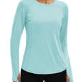 TACVASEN Light Lake Blue Women Long Sleeve Athletic Yoga UPF 50+ Tops