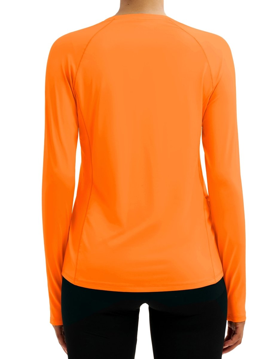 TACVASEN Orange Women Long Sleeve Athletic Yoga UPF 50+ Tops