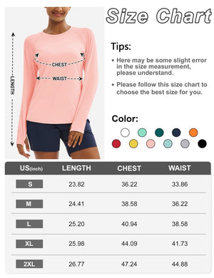 TACVASEN Light Pink Women Long Sleeve Athletic Yoga UPF 50+ Tops