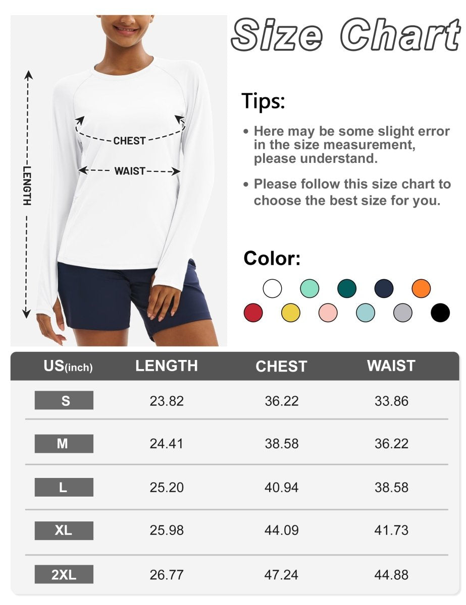 TACVASEN White Women Long Sleeve Athletic Yoga UPF 50+ Tops