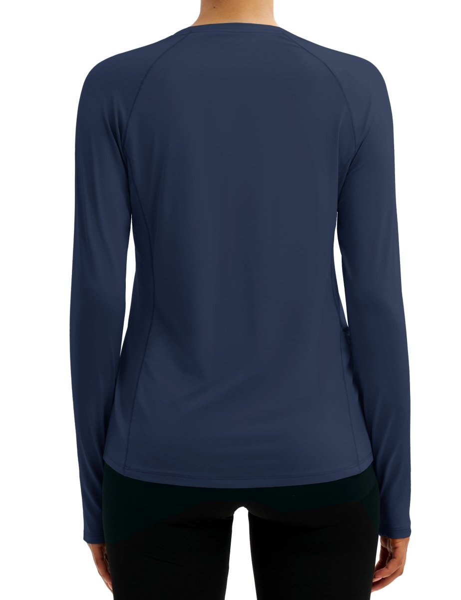 TACVASEN Navy Women Long Sleeve Athletic Yoga UPF 50+ Tops