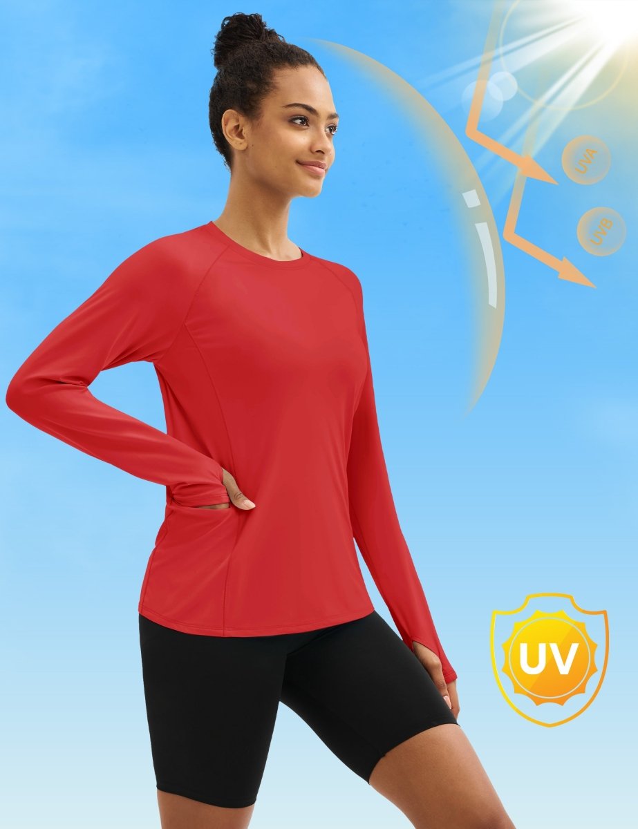 TACVASEN Tomato Women Long Sleeve Athletic Yoga UPF 50+ Tops