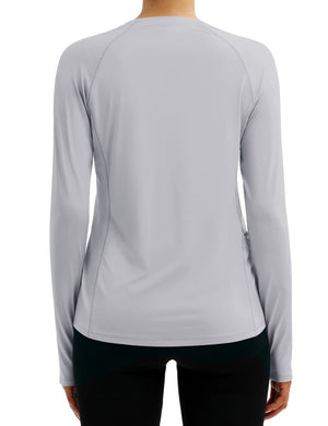 TACVASEN Bright Grey Women Long Sleeve Athletic Yoga UPF 50+ Tops