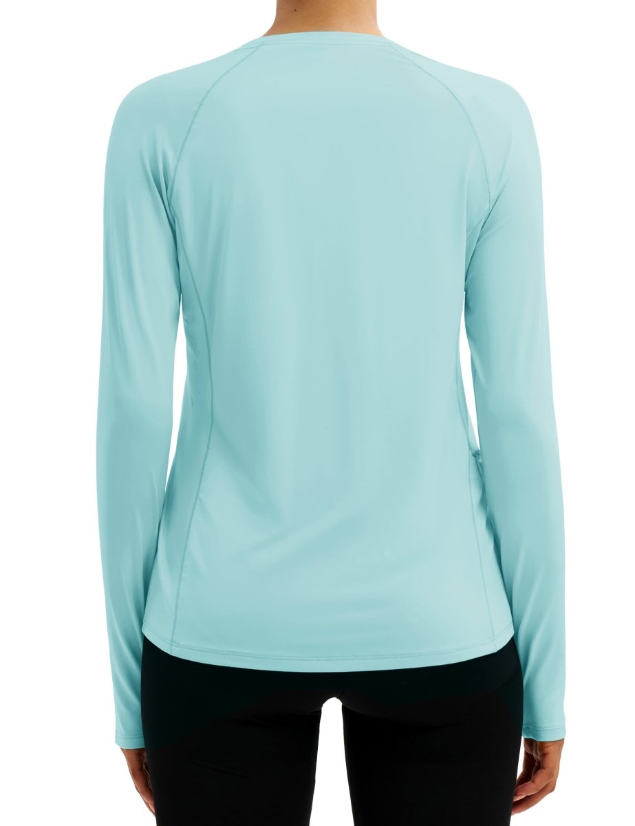 TACVASEN Light Lake Blue Women Long Sleeve Athletic Yoga UPF 50+ Tops