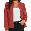 TACVASEN Orange Red Women's 4-Pocket Lightweight Casual Windproof Full-Zip Bomber Jacket