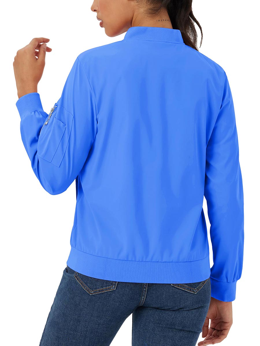 TACVASEN Azure Women's 4-Pocket Lightweight Casual Windproof Full-Zip Bomber Jacket