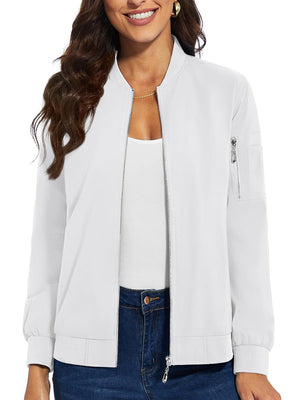 TACVASEN White Women's Bomber Jackets Lightweight Casual Jacket